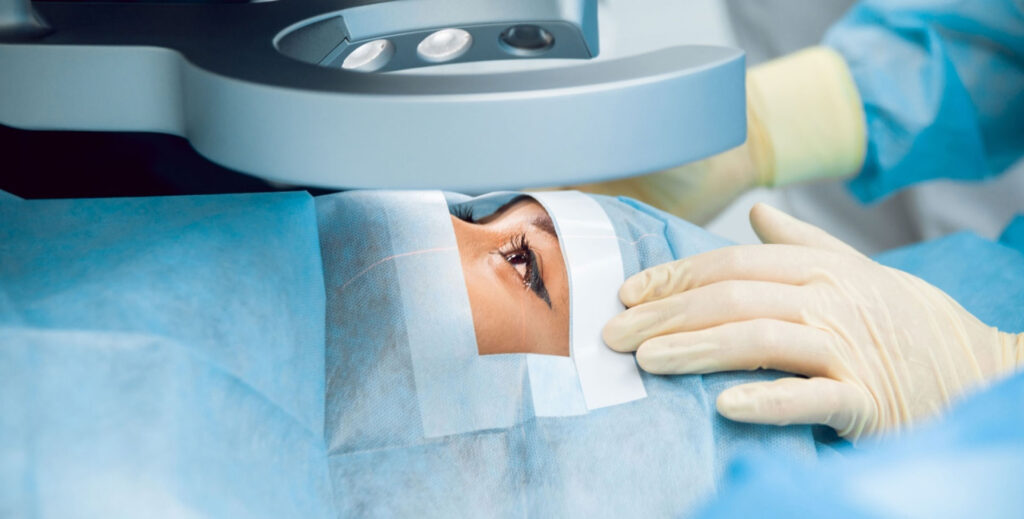 Smiling patient receiving lasik in Riverside, CA clinic.